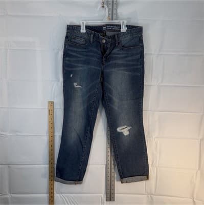 Old Navy Distressed Skinny Boyfriend Jeans Blue Denim Medium Wash 5-Pocket Women - Image 1