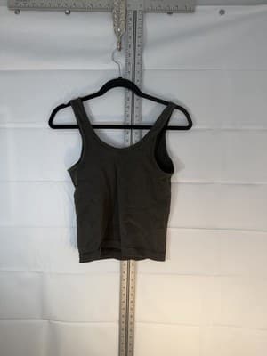 A New Day Ribbed Knit Cropped Tank Top Scoop Neck Dark Gray Size L - Thumbnail 2