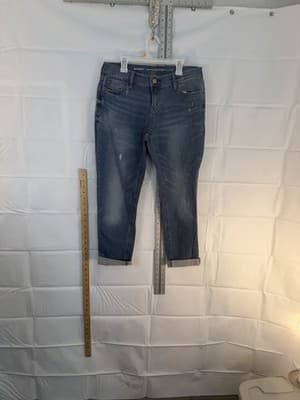 Old Navy Distressed Skinny Boyfriend Jeans Blue Denim Medium Wash 5-Pocket Women - Thumbnail 3