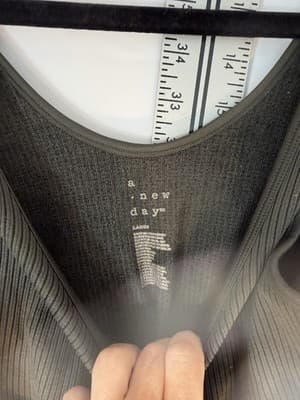 A New Day Ribbed Knit Cropped Tank Top Scoop Neck Dark Gray Size L - Image 1