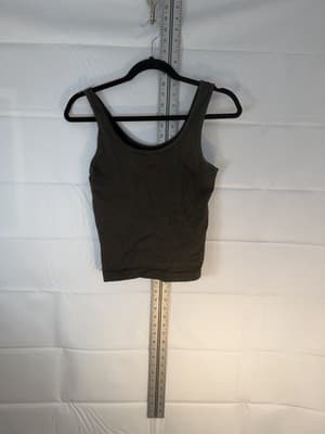 A New Day Ribbed Knit Cropped Tank Top Scoop Neck Dark Gray Size L - Thumbnail 3