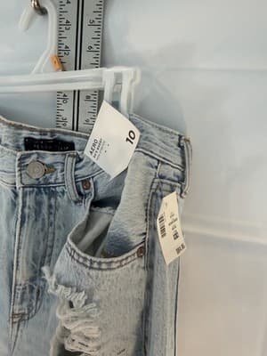 Aéropostale Distressed Straight Jeans Light Blue Denim Stretch Button Zip Women - Thumbnail 2