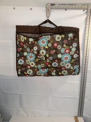 Floral Quilted Hanging Garment Bag Brown Blue Red Yellow 42" Compartments - Thumbnail 3