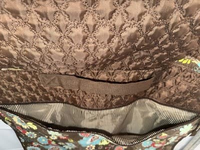 Floral Quilted Hanging Garment Bag Brown Blue Red Yellow 42" Compartments - Thumbnail 7