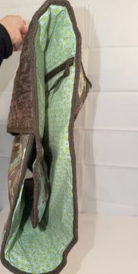 Floral Quilted Hanging Garment Bag Brown Blue Red Yellow 42" Compartments - Thumbnail 4