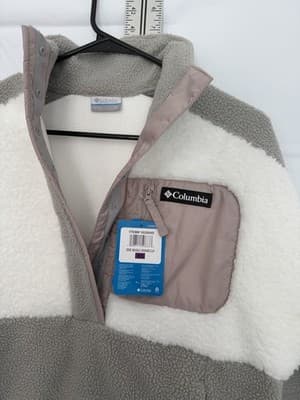 Columbia Women's Fleece Pullover Sweater XS Colorblock 1/4 Snap Chest Pocket - Thumbnail 4