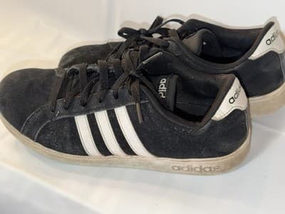 adidas Men's Casual Sneaker Black White Logo Lace Up Solid Round Toe US 6.5 - Thumbnail 4