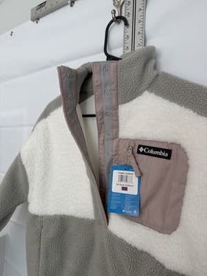 Columbia Women's Fleece Pullover Sweater XS Colorblock 1/4 Snap Chest Pocket - Thumbnail 2