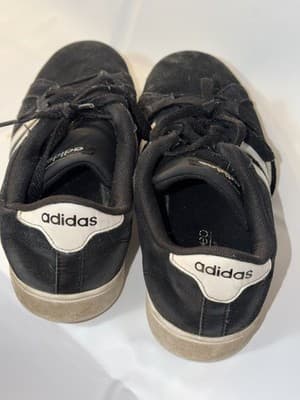 adidas Men's Casual Sneaker Black White Logo Lace Up Solid Round Toe US 6.5 - Thumbnail 2