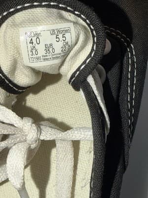 Vans Canvas Lace Up Black Men's Casual Shoe US 4 White Logo 721565 - Thumbnail 5