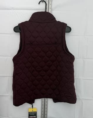 Kirkland Signature Women's Quilted Vest Burgundy Full Zip Collared Sleeveless S - Thumbnail 3