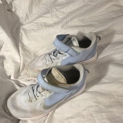 Nike Unisex Kids Light Blue White Sneakers US 13C AR4131-401 Hook & Loop - Thumbnail 3