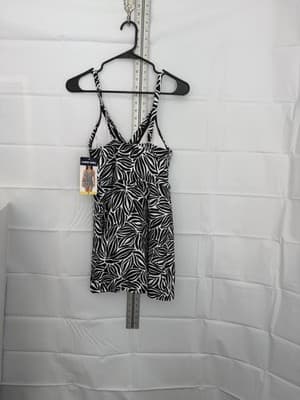 Lands' End Women's Swimdress Black White Floral UPF 50+ Adjustable Straps S - Thumbnail 5