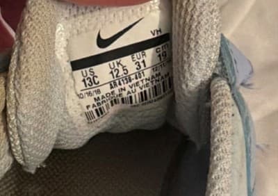 Nike Unisex Kids Light Blue White Sneakers US 13C AR4131-401 Hook & Loop - Thumbnail 5