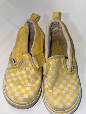 VANS Checkerboard Yellow Slip-On Canvas Baby Shoes US Size 10 - Thumbnail 2