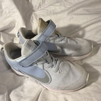 Nike Unisex Kids Light Blue White Sneakers US 13C AR4131-401 Hook & Loop - Thumbnail 2