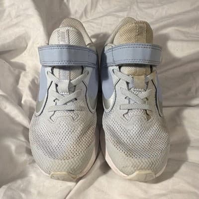 Nike Unisex Kids Light Blue White Sneakers US 13C AR4131-401 Hook & Loop - Image 1