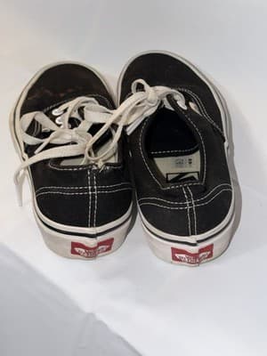 Vans Canvas Lace Up Black Men's Casual Shoe US 4 White Logo 721565 - Thumbnail 3