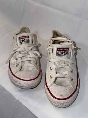 Converse All Star Unisex Kids White Red Sneakers US 3 EU 35 UK 2.5 3J256 Lace Up - Image 1