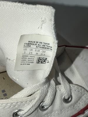 Converse All Star Unisex Kids White Red Sneakers US 3 EU 35 UK 2.5 3J256 Lace Up - Thumbnail 5