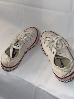 Converse All Star Unisex Kids White Red Sneakers US 3 EU 35 UK 2.5 3J256 Lace Up - Thumbnail 3
