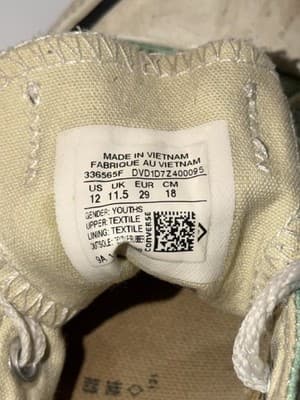 Converse All Star Unisex Kids Green White Sneakers US 12 EU 29 UK 11.5 336565F - Thumbnail 4