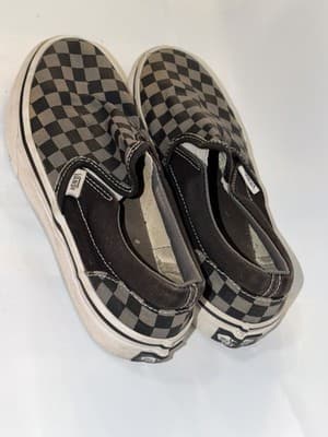 Vans Classic Slip-On Checkerboard Men's Casual Shoe Black Gray US 23 - Thumbnail 2