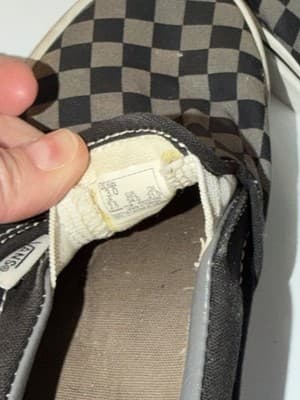 Vans Classic Slip-On Checkerboard Men's Casual Shoe Black Gray US 23 - Thumbnail 3