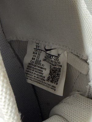 Nike Unisex Kids White Black Gray Sneakers US 3Y DA4087-100 Lace Up Hook & Loop - Thumbnail 6