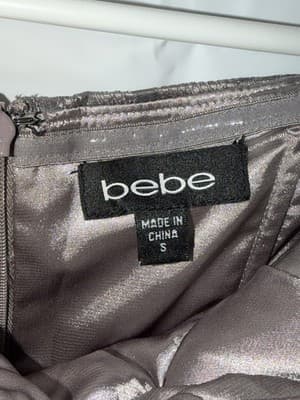 bebe Gray Strapless Ruched Zip Bodycon Dress Short Sleeveless Size S - Thumbnail 3