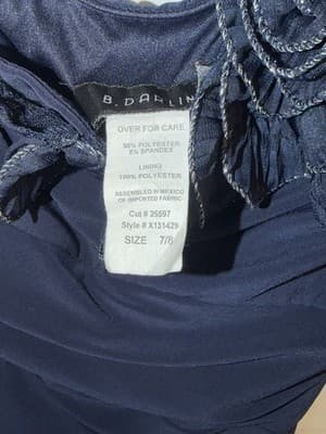 B. Darlin Navy One Shoulder Ruffle Dress Size 7/8 | Cocktail Party Formal - Thumbnail 3