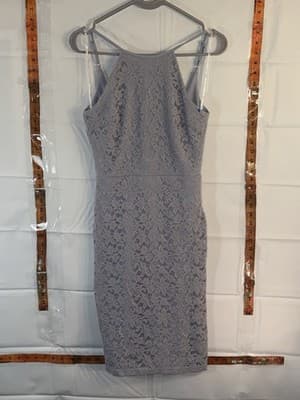 Lulus Light Blue Lace Sheath Dress Halter Sleeveless Knee Length Size S - Image 1