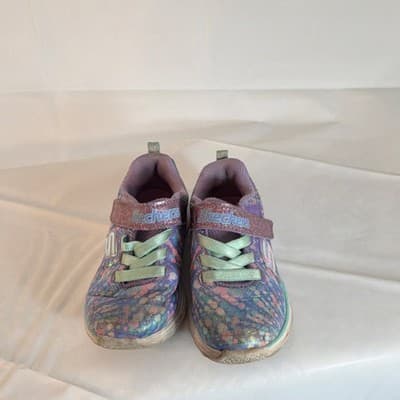 Skechers Girls Glitter Multicolor Sneakers US Size 10 Hook & Loop Comfort Flat - Thumbnail 4