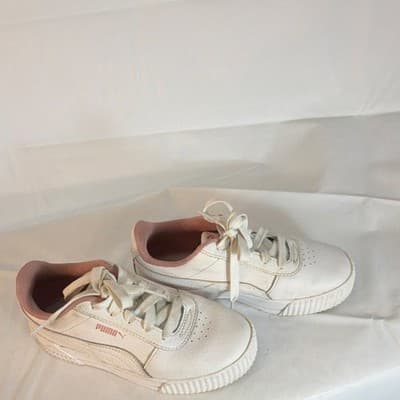 PUMA Unisex Kids White Pink Sneakers 2C US 33 EU 1 UK 370678-02 Lace Up - Thumbnail 2