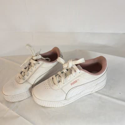 PUMA Unisex Kids White Pink Sneakers 2C US 33 EU 1 UK 370678-02 Lace Up - Thumbnail 3