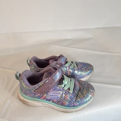 Skechers Girls Glitter Multicolor Sneakers US Size 10 Hook & Loop Comfort Flat - Thumbnail 3