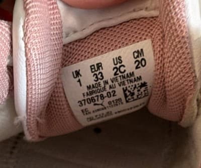 PUMA Unisex Kids White Pink Sneakers 2C US 33 EU 1 UK 370678-02 Lace Up - Thumbnail 5