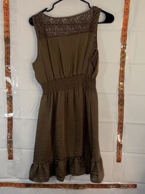 Eyeshadow Brown Sleeveless Lace A-Line Dress Knee Length Size M - Thumbnail 2