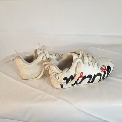 Disney Minnie Mouse Girls' White Sneakers Bow Logo Lace Up Size 2 - Thumbnail 2