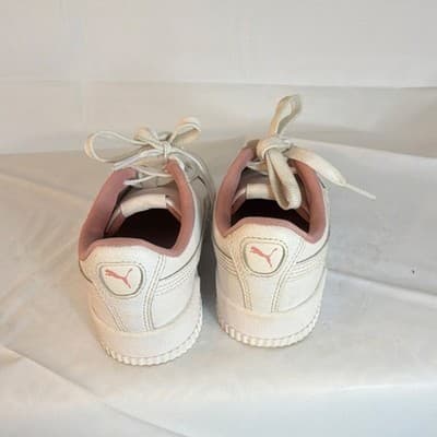 PUMA Unisex Kids White Pink Sneakers 2C US 33 EU 1 UK 370678-02 Lace Up - Thumbnail 4