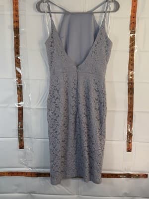 Lulus Light Blue Lace Sheath Dress Halter Sleeveless Knee Length Size S - Thumbnail 2