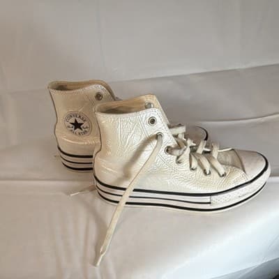 Converse All Star White Leather High Top Men's Sneaker US 3 Casual Shoe - Thumbnail 3