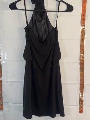 White House Black Market Black Halter Dress Tie Draped XXS Party Cocktail - Thumbnail 2