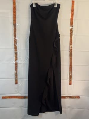 Lulus Black Strapless Ruffle Long Gown Dress Sleeveless Size XS - Image 1