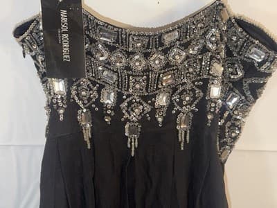 Marisol Rodriguez Creazioni Black Beaded Rhinestone Strapless Cocktail Dress 44 - Image 1
