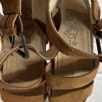 Art Class Girls Brown Espadrille Suede Buckle Sandals US Size 13 - Thumbnail 6