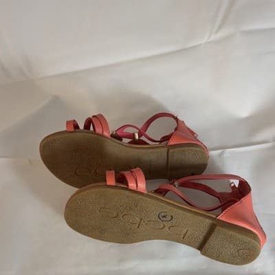 Qupid Pink Metal Trim Ankle Strap Flat Sandals for Women with Zipper - Thumbnail 5