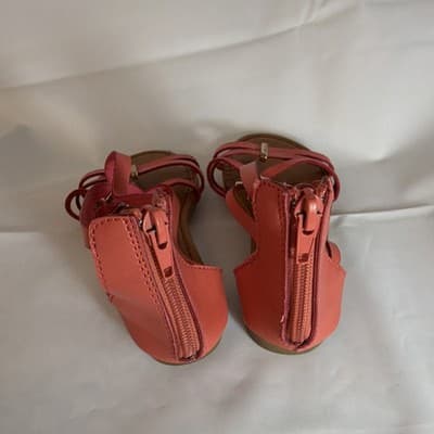 Qupid Pink Metal Trim Ankle Strap Flat Sandals for Women with Zipper - Thumbnail 3