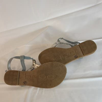 bebe Studded Gray Strappy Flat Sandals Women's Buckle Casual Summer - Thumbnail 7