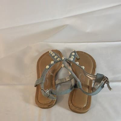 bebe Studded Gray Strappy Flat Sandals Women's Buckle Casual Summer - Thumbnail 4